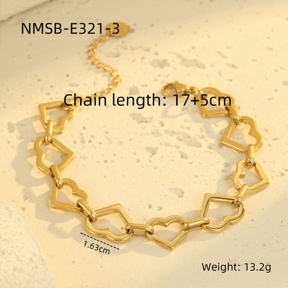 Fashion Luxury Stainless Steel Tassel Geometric Pendant Bracelet With Electroplating For Women