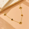 Fashion Maillard Color Goldplated Stainless Steel Plants And Flowers Accessories Chain Bracelet Necklace