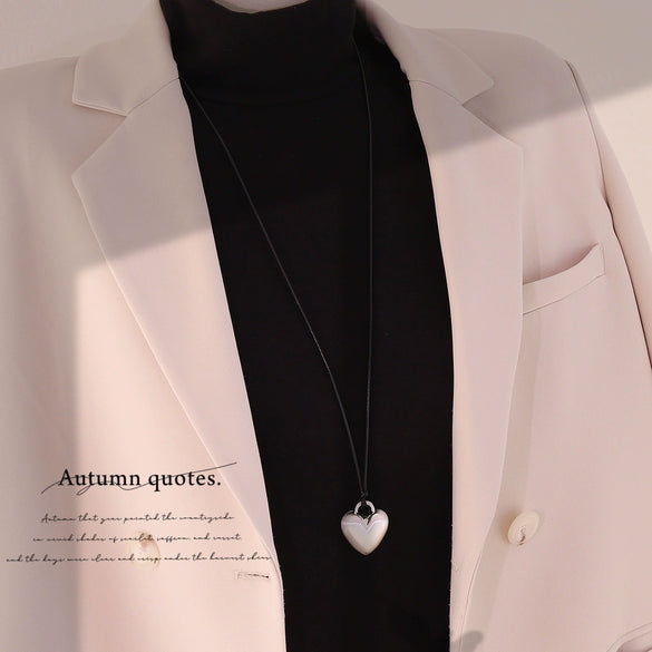 Fashion Matte Alloy Heart Shape Long Necklace For Women