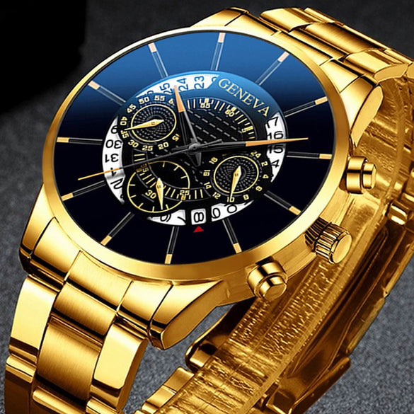 Fashion Men's Alloy And Stainless Steel Band Round Dial Leisure Watch