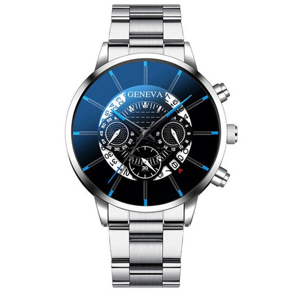 Fashion Men's Alloy And Stainless Steel Band Round Dial Leisure Watch