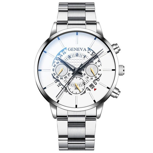 Fashion Men's Alloy And Stainless Steel Band Round Dial Leisure Watch