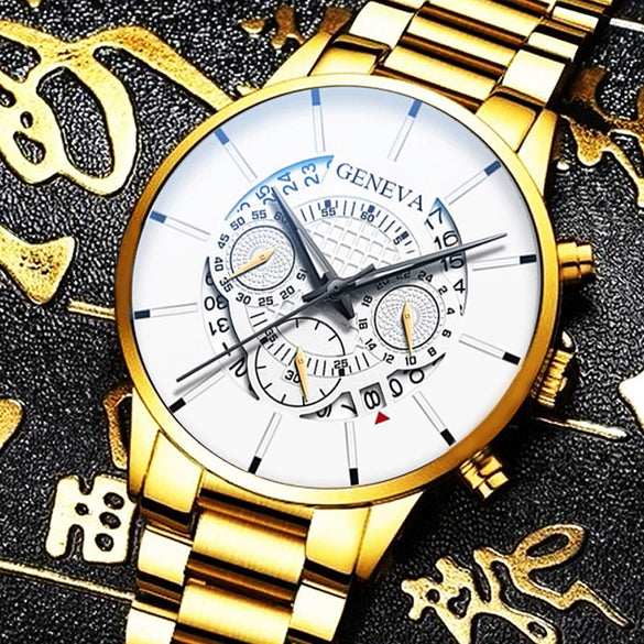 Fashion Men's Alloy And Stainless Steel Band Round Dial Leisure Watch