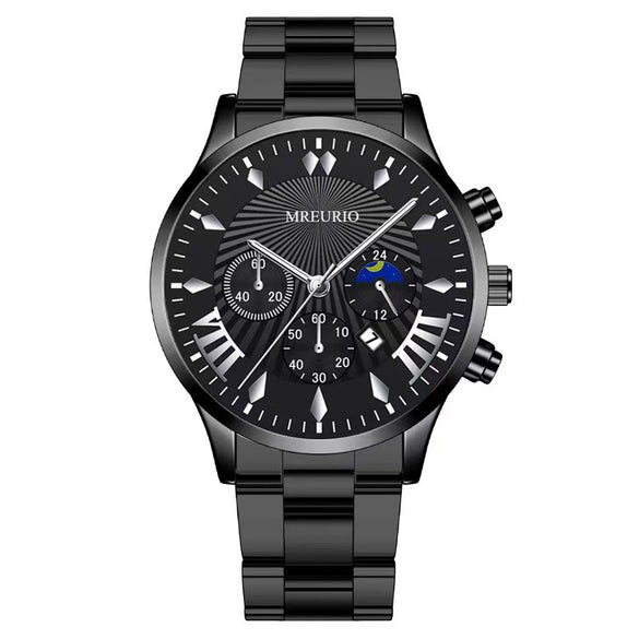 Fashion Men's Alloy Case Stainless Steel Buckle Metal Strap Quartz Watch With Round Dial