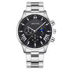 Fashion Men's Alloy Case Stainless Steel Buckle Metal Strap Quartz Watch With Round Dial