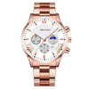 Fashion Men's Alloy Case Stainless Steel Buckle Metal Strap Quartz Watch With Round Dial