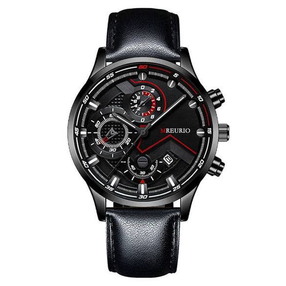 Fashion Men's Metal And Leather Quartz Watch With Round Dial And Stainless Steel Clasp