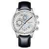 Fashion Men's Metal And Leather Quartz Watch With Round Dial And Stainless Steel Clasp