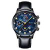 Fashion Men's Metal And Leather Quartz Watch With Round Dial And Stainless Steel Clasp