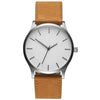 Fashion Men's Metal Case Leather Strap Round Dial Quartz Watch