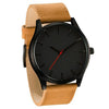 Fashion Men's Metal Case Leather Strap Round Dial Quartz Watch