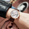 Fashion Men's Metal Leather Belt Quartz Watch With Round Dial And Mineral Strengthened Glass Mirror