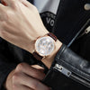 Fashion Men's Metal Leather Belt Quartz Watch With Round Dial And Mineral Strengthened Glass Mirror