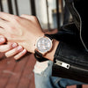 Fashion Men's Metal Leather Belt Quartz Watch With Round Dial And Mineral Strengthened Glass Mirror