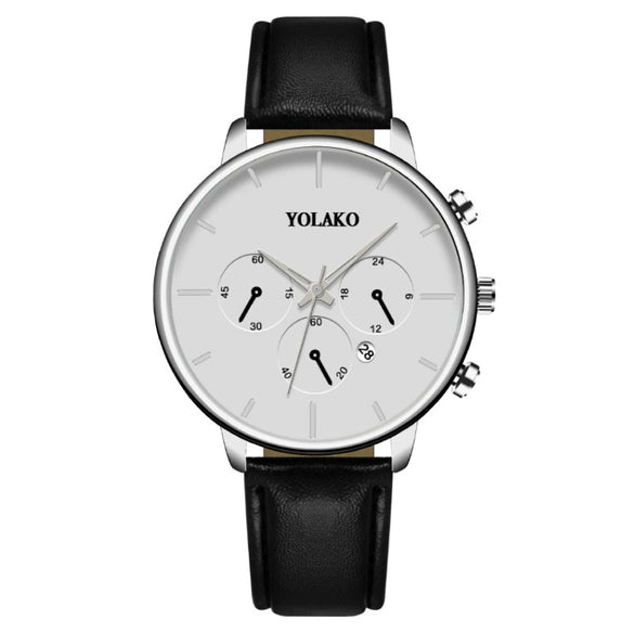 Fashion Men's Quartz Watch With Alloy Case Leather Strap And Round Dial