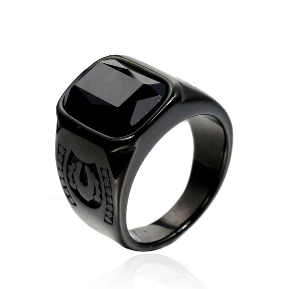 Fashion Men's Titanium Steel Geometric Ring Jewelry With Polishing Style