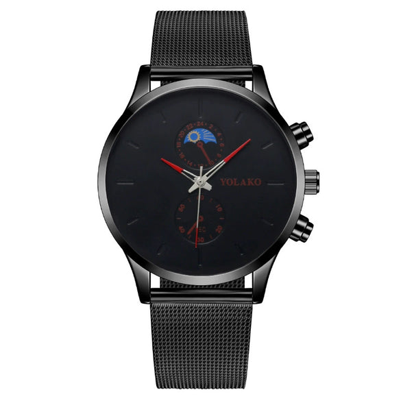 Fashion Men's Watch Alloy Case Stainless Steel Belt Round Dial Quartz Watch