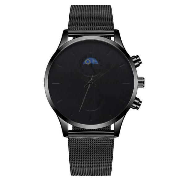 Fashion Men's Watch Alloy Case Stainless Steel Belt Round Dial Quartz Watch