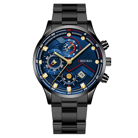 Fashion Men's Watch Metal Case Stainless Steel Strap Round Dial
