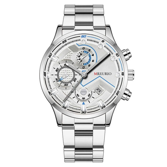 Fashion Men's Watch Metal Case Stainless Steel Strap Round Dial