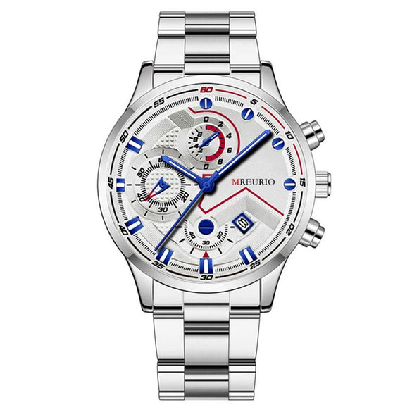 Fashion Men's Watch Metal Case Stainless Steel Strap Round Dial