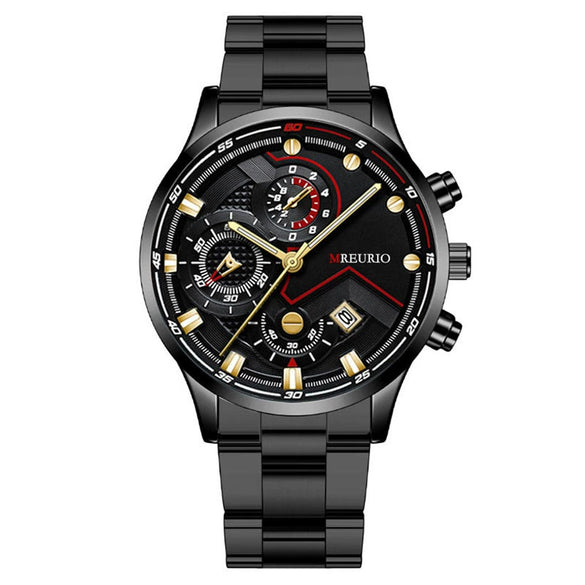 Fashion Men's Watch Metal Case Stainless Steel Strap Round Dial