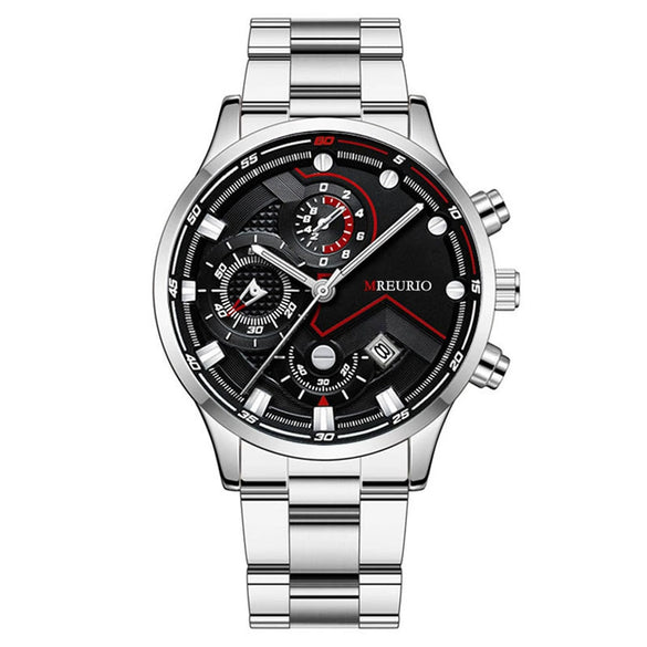 Fashion Men's Watch Metal Case Stainless Steel Strap Round Dial