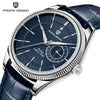 Fashion Men's Watch With Stainless Steel Case And Leather Strap Sapphire Crystal Glass Mirror Round Dial Spiral Crown Pin Buckle