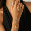 Fashion Metal Chain Cross Mittens Bracelet Coin Pendant Hand Chain Set For Women Alloy Geometric Electroplating