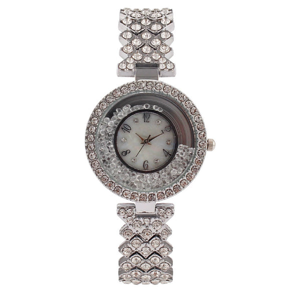 Fashion Metal Diamondencrusted Women's Round Quartz Watch Bracelet