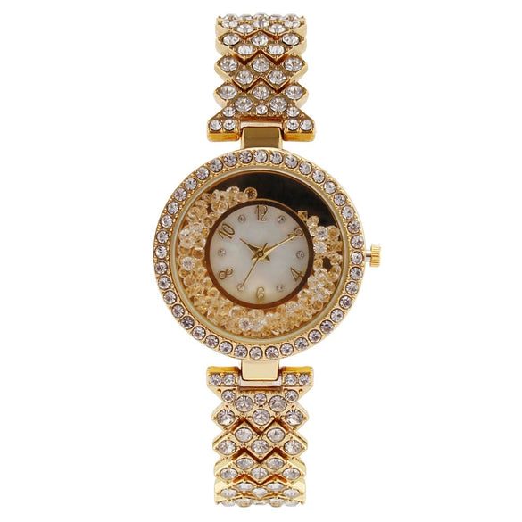 Fashion Metal Diamondencrusted Women's Round Quartz Watch Bracelet