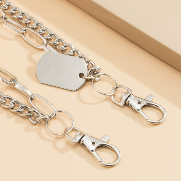 Fashion Metal Double Waist Body Chain For Women Geometric Single Lap Pants Chain Street Style Hip Chain