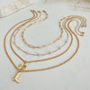 Fashion Metal Flower Geometric Alloy Imitation Pearl Electroplated Necklace For Women