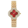 Fashion Metal Fourleaf Clover Women's Quartz Watch With Diamond Embedded And Copper Buckle
