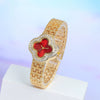 Fashion Metal Fourleaf Clover Women's Quartz Watch With Diamond Embedded And Copper Buckle
