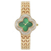 Fashion Metal Fourleaf Clover Women's Quartz Watch With Diamond Embedded And Copper Buckle