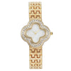 Fashion Metal Fourleaf Clover Women's Quartz Watch With Diamond Embedded And Copper Buckle