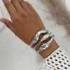 Fashion Metal Glossy Plain Faceted Spring Ring Bracelet Electroplated