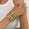 Fashion Metal Glossy Plain Faceted Spring Ring Bracelet Electroplated