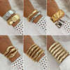 Fashion Metal Glossy Plain Faceted Spring Ring Bracelet Electroplated