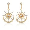 Fashion Metal Handmade Women's Earrings With Sun Goddess Star Moon Rhinestone Design
