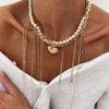Fashion Metal Star Moon Tassel Heartshaped Imitation Pearl Wrap Necklace Alloy Electroplated