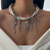 Fashion Metal Star Moon Tassel Heartshaped Imitation Pearl Wrap Necklace Alloy Electroplated