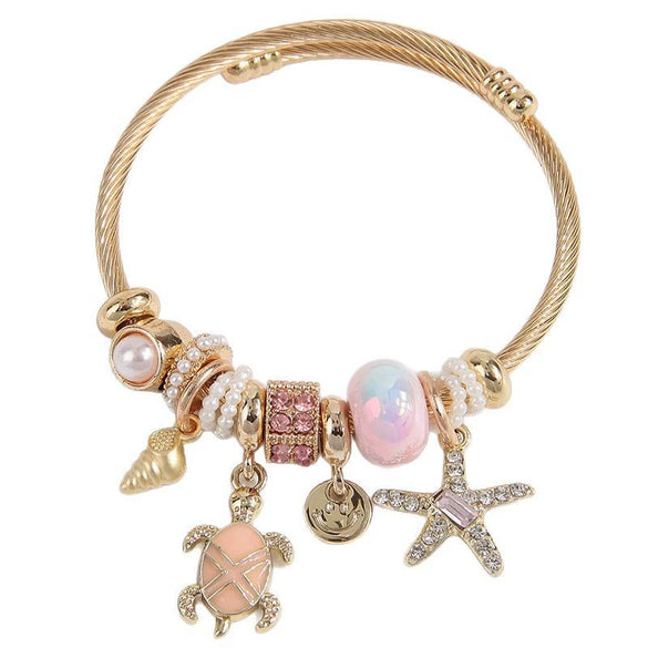 Fashion Metal Turtle Starfish Pendant Bracelet Stainless Steel Zinc Alloy