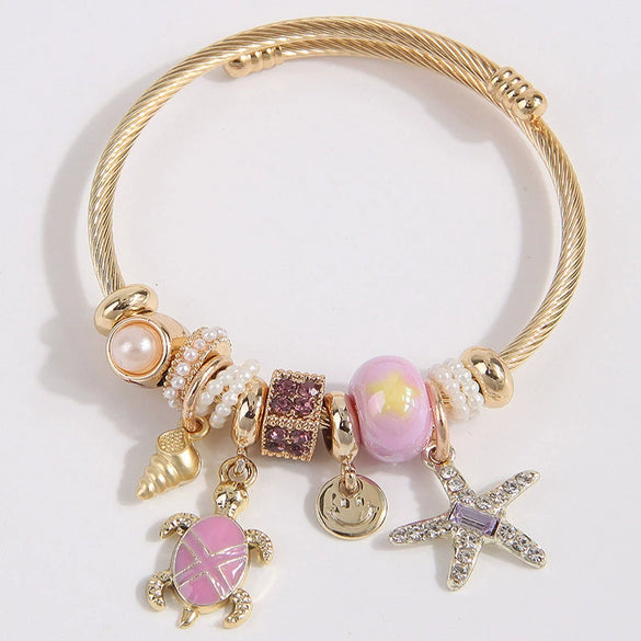 Fashion Metal Turtle Starfish Pendant Bracelet Stainless Steel Zinc Alloy