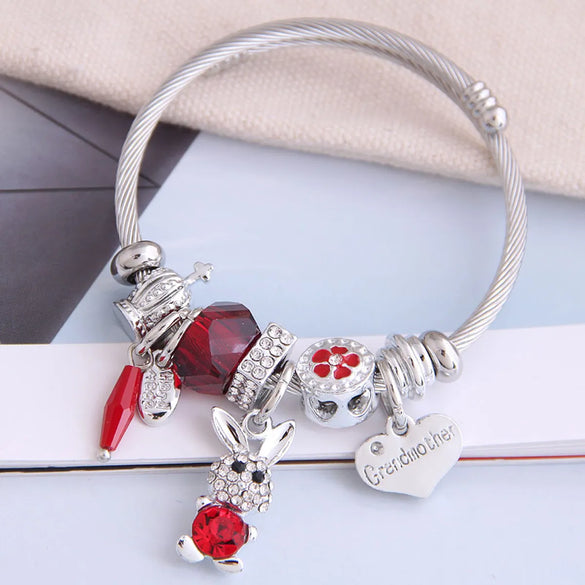 Fashion Metal Wild Pan Dl Simple And Wild Shine Bunny Pendant Multi-Element Accessories Personalized Bracelet Wholesale Gooddiy