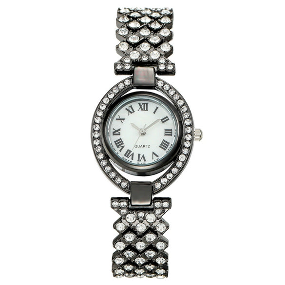 Fashion Metal Women's Diamondencrusted Quartz Watch Bracelet