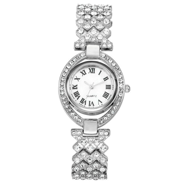 Fashion Metal Women's Diamondencrusted Quartz Watch Bracelet