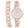 Fashion Metal Women's Diamondencrusted Quartz Watch Set With Bracelet And Round Dial