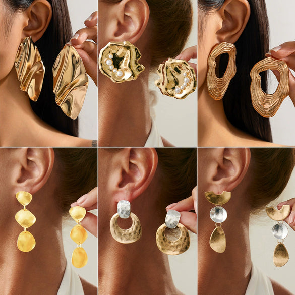 Fashion Metallic Electroplated Geometric Zinc Alloy Earrings For Women